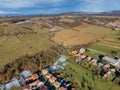 Aerial view of Ocova village during winter