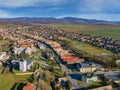 Aerial view of Ocova village during winter