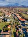 Aerial view of Ocova village during winter