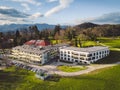 Aerial view of office buildings on a remote location in the country side of Slovenia