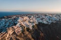 Aerial view of the Oia Village at sunrise on Santorini Island, Greece Royalty Free Stock Photo