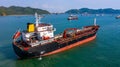 Aerial view oil / chemical tanker in open sea, Refinery Industry cargo ship Royalty Free Stock Photo