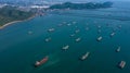 Aerial view oil and gas chemical tanker in open sea, Refinery Industry cargo ship Royalty Free Stock Photo