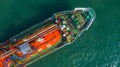 Aerial view oil and gas chemical tanker in open sea, Refinery Industry cargo ship Royalty Free Stock Photo