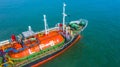 Aerial view oil and gas chemical tanker in open sea, Refinery Industry cargo ship Royalty Free Stock Photo