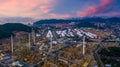 Aerial view Oil and gas industrial, Oil refinery plant form industry, Refinery factory white oil storage tank, Oil refinery plant Royalty Free Stock Photo