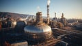 Aerial view of oil and gas industry refinery, petrochemical plant Royalty Free Stock Photo