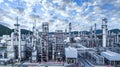 Aerial view oil and gas petrochemical industrial, Refinery factory oil storage tank and pipeline steel, Oil refinery plant from Royalty Free Stock Photo