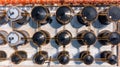 Aerial view oil and gas storage tank for petroleum products at the refinery business company, Industrial tanks for petrol and oil Royalty Free Stock Photo