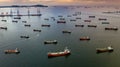 Aerial view oil and gas tanker cargo ship offshore at the port, Business commercial petroleum industry refinery fuel chemical and Royalty Free Stock Photo