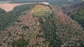 Aerial view oil palm farm is redevelop