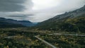 aerial view of Oil pipeline through landscape alaska, usa Royalty Free Stock Photo