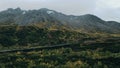 aerial view of Oil pipeline through landscape alaska, usa Royalty Free Stock Photo