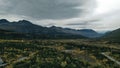 aerial view of Oil pipeline through landscape alaska, usa Royalty Free Stock Photo