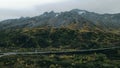 aerial view of Oil pipeline through landscape alaska, usa Royalty Free Stock Photo