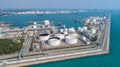 Aerial view Oil refinery .The factory is located in the middle o