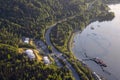 Aerial view of Oil Refinery Industrial Site in a modern city Royalty Free Stock Photo