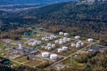 Aerial view of Oil Refinery Industrial Site in a modern city Royalty Free Stock Photo