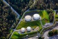 Aerial view of Oil Refinery Industrial Site in a modern city Royalty Free Stock Photo