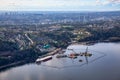 Aerial view of Oil Refinery Industry in Port Moody Royalty Free Stock Photo