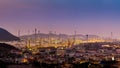 Aerial view oil refinery lights night view Royalty Free Stock Photo