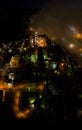 Aerial view of oil refineryat night. Panorama. Royalty Free Stock Photo