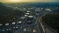 aerial view of oil tank storage in heavy petrochemical industries estate plant