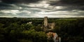 Aerial view of the Okor castle ruins