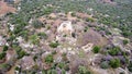 Aerial view of Okuzlu ruins: Drone captures three-naved basilica. Okuzlu from above: Aerial view reveals historic