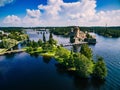 Aerial view of olavinlinna medieval castle in Savonlinna, Finland