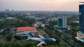 Aerial view of an old airplane on the side of the highway around Bekasi summarecon. repaired will become a restaurant. Bekasi, Royalty Free Stock Photo