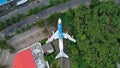 Aerial view of an old airplane on the side of the highway around Bekasi summarecon. repaired will become a restaurant. Bekasi, Royalty Free Stock Photo