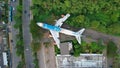 Aerial view of an old airplane on the side of the highway around Bekasi summarecon. repaired will become a restaurant. Bekasi, Royalty Free Stock Photo