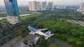 Aerial view of an old airplane on the side of the highway around Bekasi summarecon. repaired will become a restaurant. Bekasi, Royalty Free Stock Photo