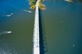 Aerial view of an old Bethany bridge over lake Allatoona