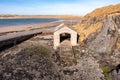 Aerial view of the old boat house at Ballyness Pier in County Donegal - Ireland Royalty Free Stock Photo