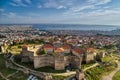 Aerial view of the old Byzantine Castle in the city of Thessaloniki , Greece Royalty Free Stock Photo