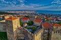 Aerial view of the old Byzantine Castle in the city of Thessaloniki , Greece Royalty Free Stock Photo