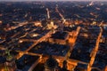 Aerial Panorama View of European City Lviv Ukraine at Night Royalty Free Stock Photo