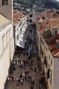 Aerial view of old city of Dubrovnik, Croatia, above Stradun street Royalty Free Stock Photo