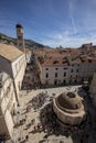 Aerial view of old city of Dubrovnik, Croatia, above Stradun street Royalty Free Stock Photo