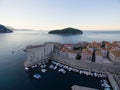 Aerial view of the old city Dubrovnik before the dawn Royalty Free Stock Photo