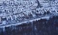 Aerial view of old city houses in winter Royalty Free Stock Photo