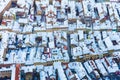 Aerial view of old city houses in winter Royalty Free Stock Photo