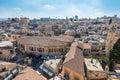Aerial view of the old city of Jerusalem. Muristan, complex of streets and shops in the Christian Quarter, View from the Lutheran Royalty Free Stock Photo