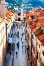 Aerial view of Old Fortress Dubrovnik in Croatia with Stradun street Royalty Free Stock Photo
