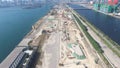 Aerial view of old Hong Kong Kai Tak Airport runway become a construction site at 12 Decemeber 2016