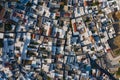 An aerial view of old Lindos town with its traditional white washed houses, in Rhodes island, Greece Royalty Free Stock Photo