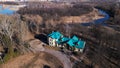 Aerial view of the old manor. Loshitsa manor, Minsk, Belarus. Back view. Royalty Free Stock Photo