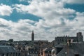 Aerial view on old medieval town of Avranches with a church and rooftops. Normandie, France